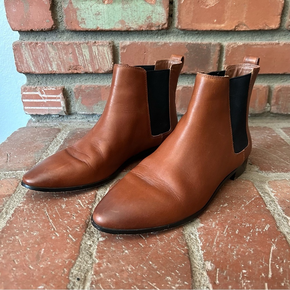 J. Crew Pull-On Chelsea Leather Boots in Warm Sepia Sz 8.5